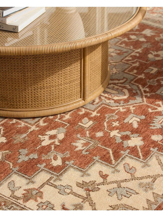 Alcova Hand Knotted Heriz Wool Rug – Rust & Ivory Traditional Area Rug
