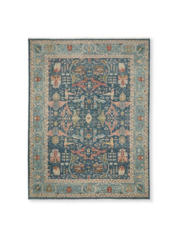 Seabury Hand Knotted Wool Rug – Vintage Tabriz Floral & Animal Design