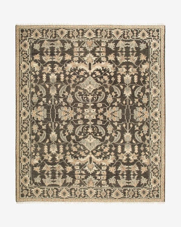 Wayland Heirloom Hand Knotted Wool Rug – Timeless Charcoal Floral Area Rug