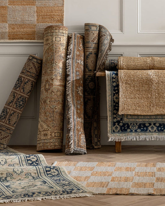 Tulie Hand Knotted Oushak Wool Rug – Beige Brown Vintage Area Rug