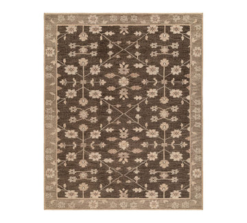 Lainey Vintage Brown Hand Knotted Wool Rug – Custom Size Area Carpet