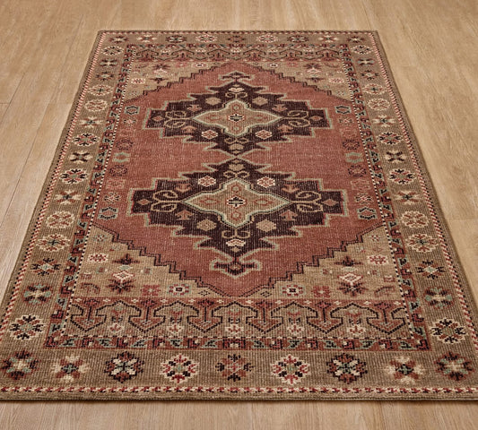 Aaliyah Vintage Hand Knotted Wool Rug – Turkish Inspired Oushak Design