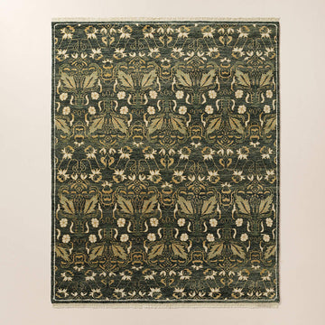 Alvina Handmade Wool Rug – Vintage Botanical Area Carpet