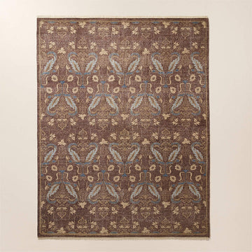 Luxury Lavidia Hand Knotted Rug – Chocolate Brown & Blue Wool Area Rug