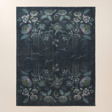 Luxury Roza Hand Knotted Rug – Vintage Inspired Blue Wool Area Rug