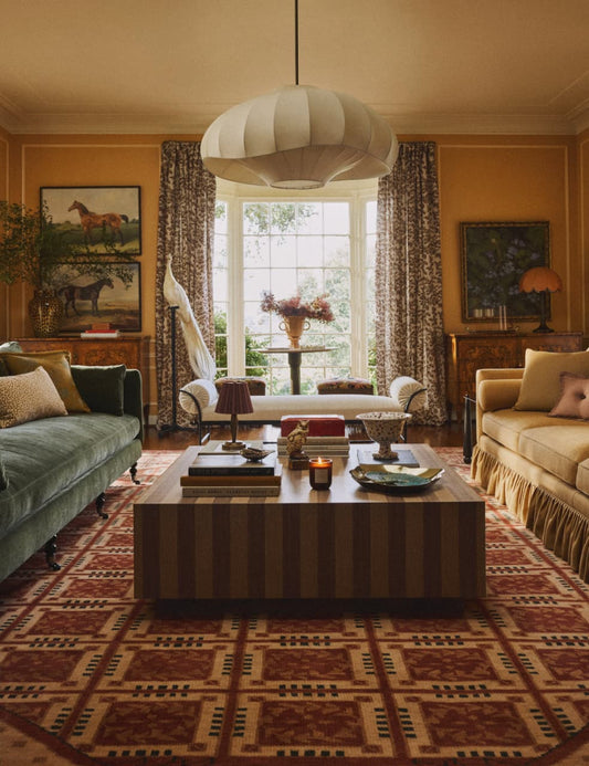 Luxury Braud Hand Knotted Wool Rug – Vintage Rust & Cream Area Rug