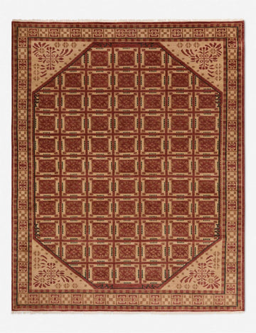Luxury Braud Hand Knotted Wool Rug – Vintage Rust & Cream Area Rug