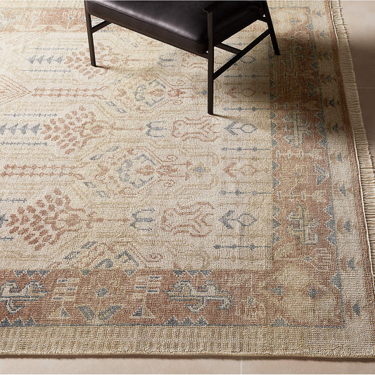Cala Minimal Hand-Knotted Wool Rug with Earthy Beige Tones