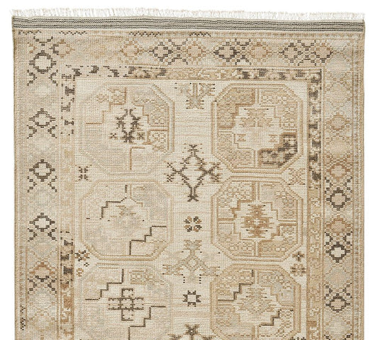 Hand-Knotted Wool Area Rug – Merrin Subtle Tribal Medallion Pattern in Warm Neutrals