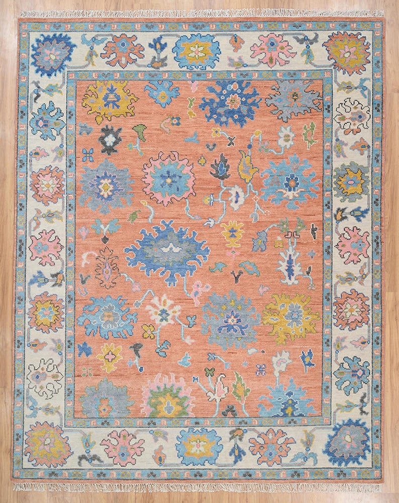 Rainbow Bloom | Handwoven Wool Rug with Playful Colors | Oushak Carpets
