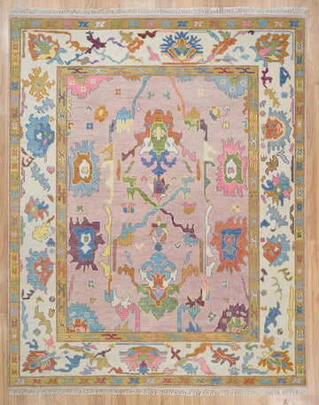 Blush Blooms Hand-Knotted Oushak Rugs for Living Room and Bedroom