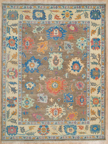 Peanut Brown Contemporary Turkish Oushak Rug | Soft Wool Area Rug for Kids’ Spaces