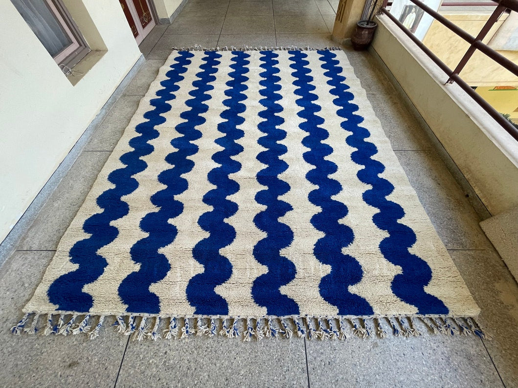 Handmade  Moroccan Berber Beauty - Living Room - 8' x 10' Vintage Beni Ourain Rugs