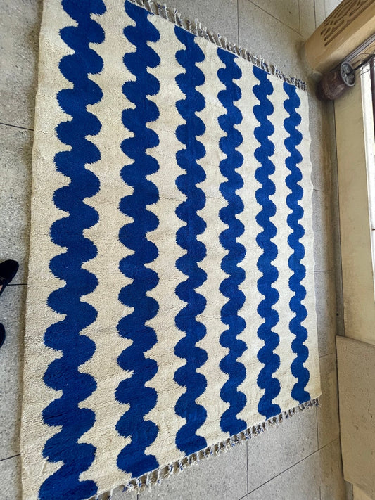Handmade  Moroccan Berber Beauty - Living Room - 8' x 10' Vintage Beni Ourain Rugs