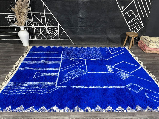 Handwoven Moroccan Beni Ourain Rug | 8' x 10' Vintage Wool Carpet | Berber Living Room Décor