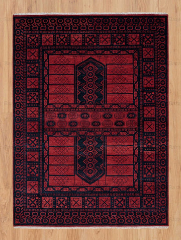 Modern Turkish Rug in Charcoal  - Hand-Knotted Wool Carpet Bargundy