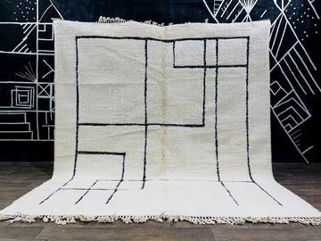 Nordic Simplicity Meets Moroccan Soul | Large White Rug with Subtle Ethnic Motifs