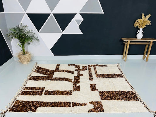 Handwoven Moroccan Wool Rug | Cozy White with Tribal Accents | Bedroom & Living Room Décor