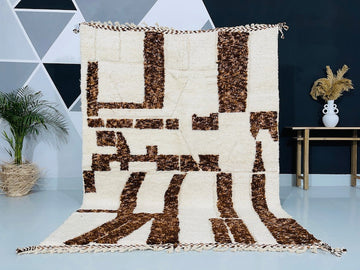 Handwoven Moroccan Wool Rug | Cozy White with Tribal Accents | Bedroom & Living Room Décor