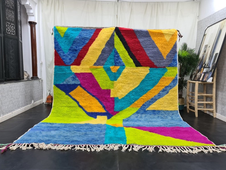 Delightful Premium Moroccan Wool Rugs Handmade Beni Ourain Rug, Colorful Berber Carpet
