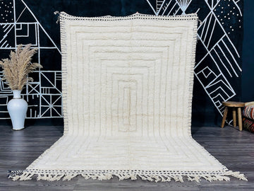 Boho Chic Nursery Rug | Extra Large White Moroccan Berber Wool | Scandinavian Style