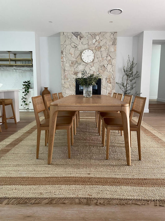Handwoven Jute Rug with Natural Border - Minimalist Flatweave Design