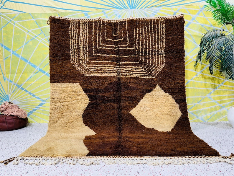Minimalist Moroccan Wool Rug | Abstract Berber Design | Earthy & Timeless Elegance