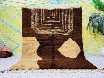 Minimalist Moroccan Wool Rug | Abstract Berber Design | Earthy & Timeless Elegance
