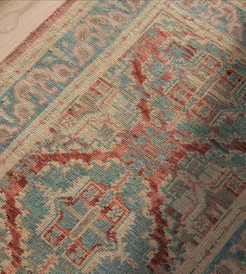 Hand-Knotted Traditional Agra Rug – Vintage-Inspired Wool Area Carpet for Living Room