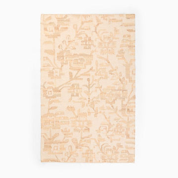 Beige Handwoven Rug – Subtle Floral and Botanical Pattern for Timeless Appeal