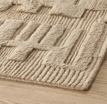 Hand-Knotted Wheat Vintage Rug – Traditional Handmade Wool Carpet for Bedroom, Living Room