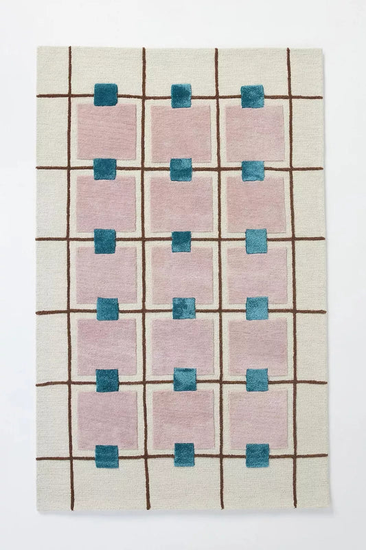Greer Handmade Wool Silk Tufted Mauve Rug Modern Abstract Design Area Carpet