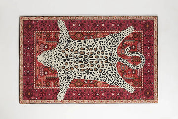 Octavia Leopard Red Modern Hand-Tufted 100% Wool Area Rug Carpet