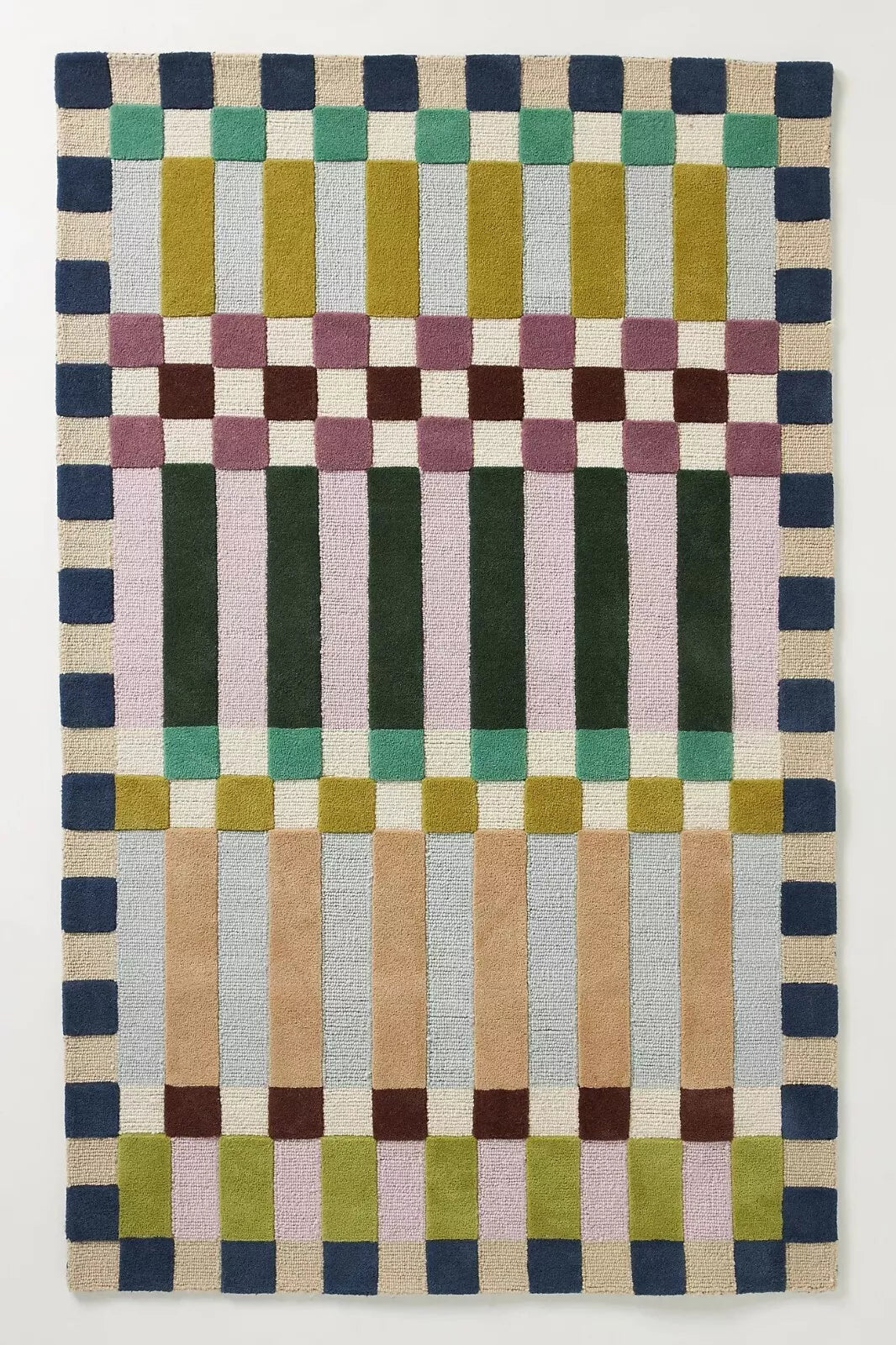 Modern Hoxton Geometric Wool Rug Hand-Tufted Multicolor Contemporary Decor