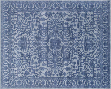 Floral Light Blue Oriental Oushak Hand-Tufted 100% Wool Area Rug Carpet