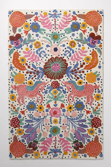 Hand Tufted Multicolor Wool Area Rug, Bohemian Carpet